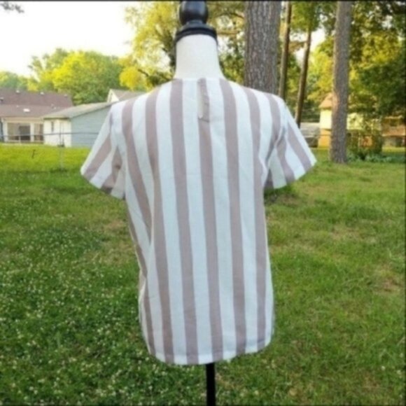 Zara Basic Striped Pocket Short Sleeve Blouse S - Picture 5 of 6